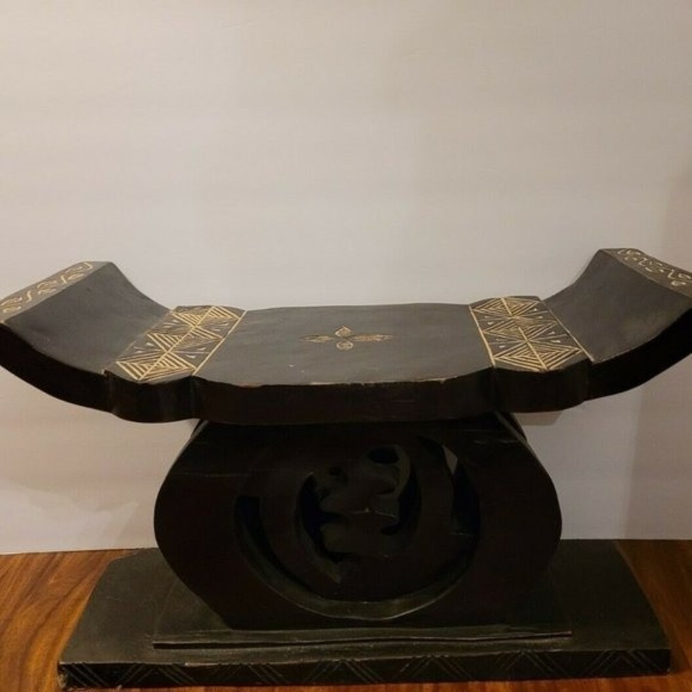 Vintage Gye Nyame Ashanti Stool Headrest Ghana